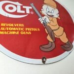 Vintage Colt Sign – Firearm Hunting Rabbit Porcelain Gas Oil Pump Plate Sign - Image 11