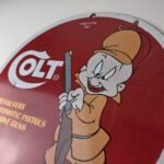 Vintage Colt Sign – Firearm Hunting Rabbit Porcelain Gas Oil Pump Plate Sign - Image 12