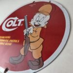Vintage Colt Sign – Firearm Hunting Rabbit Porcelain Gas Oil Pump Plate Sign - Image 13