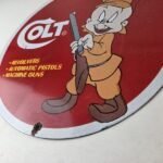 Vintage Colt Sign – Firearm Hunting Rabbit Porcelain Gas Oil Pump Plate Sign - Image 14