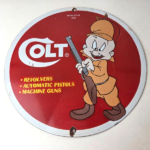 Vintage Colt Sign – Firearm Hunting Rabbit Porcelain Gas Oil Pump Plate Sign - Image 15