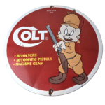 Vintage Colt Sign – Firearm Hunting Rabbit Porcelain Gas Oil Pump Plate Sign