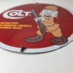 Vintage Colt Sign – Firearm Hunting Rabbit Porcelain Gas Oil Pump Plate Sign - Image 10