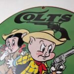 Vintage Colt Sign – Firearm Porcelain Gas Pump Man Cave Collection Ad Store Sign - Image 12