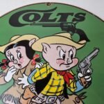 Vintage Colt Sign – Firearm Porcelain Gas Pump Man Cave Collection Ad Store Sign - Image 3