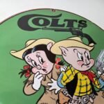 Vintage Colt Sign – Firearm Porcelain Gas Pump Man Cave Collection Ad Store Sign - Image 5