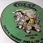 Vintage Colt Sign – Firearm Porcelain Gas Pump Man Cave Collection Ad Store Sign - Image 6