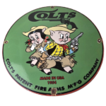 Vintage Colt Sign – Firearm Porcelain Gas Pump Man Cave Collection Ad Store Sign