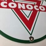 Vintage Conoco Gasoline Sign – Porcelain Gas Pump Oil Drum Sign - Image 11