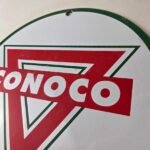 Vintage Conoco Gasoline Sign – Porcelain Gas Pump Oil Drum Sign - Image 12