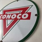 Vintage Conoco Gasoline Sign – Porcelain Gas Pump Oil Drum Sign - Image 13