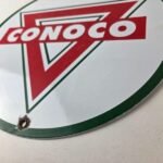 Vintage Conoco Gasoline Sign – Porcelain Gas Pump Oil Drum Sign - Image 14