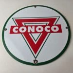 Vintage Conoco Gasoline Sign – Porcelain Gas Pump Oil Drum Sign - Image 15
