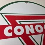 Vintage Conoco Gasoline Sign – Porcelain Gas Pump Oil Drum Sign - Image 5