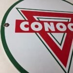 Vintage Conoco Gasoline Sign – Porcelain Gas Pump Oil Drum Sign - Image 6