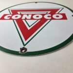 Vintage Conoco Gasoline Sign – Porcelain Gas Pump Oil Drum Sign - Image 10