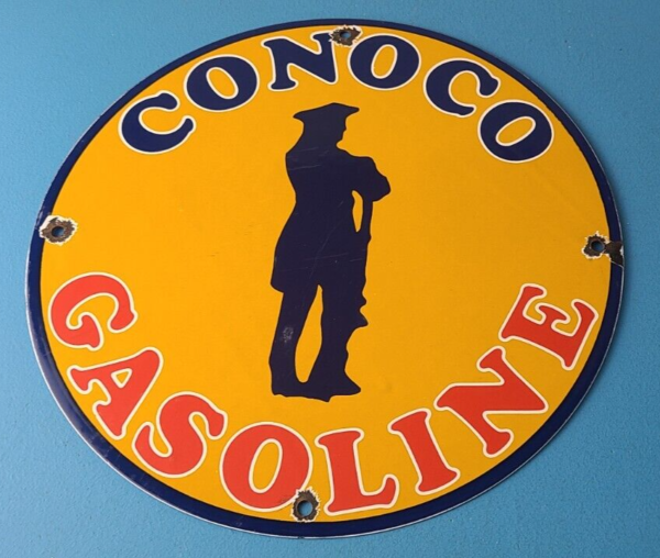 Vintage Conoco Gasoline Sign – Porcelain Service Gas Pump Sign