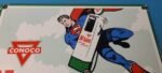 Vintage Conoco Gasoline Sign – Superman Comics Porcelain Gas Pump Sign - Image 3