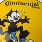 Vintage Continental Tires Sign – Porcelain Service Mechanic Felix Gas Pump Sign - Image 3