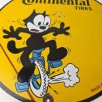Vintage Continental Tires Sign – Porcelain Service Mechanic Felix Gas Pump Sign - Image 4