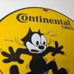 Vintage Continental Tires Sign – Porcelain Service Mechanic Felix Gas Pump Sign - Image 5