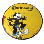 Vintage Continental Tires Sign – Porcelain Service Mechanic Felix Gas Pump Sign - Image 2
