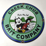 Vintage Creek Chub Bait Caster Sign – Gas Pump Felix Fishing Porcelain Pump Sign - Image 13