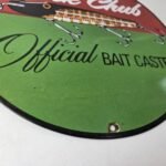 Vintage Creek Chub Bait Caster Sign – Lures Cabin Fishing Porcelain Gas Oil Sign - Image 11