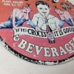 Vintage Croce's Porcelain Sign – Shop Soda Advertising Gas Pump Service Sign - Image 11