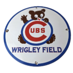 Vintage Cubs Wrigley Field Sign – MLB Baseball Stadium Porcelain Gas Sign - Image 2
