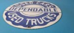Vintage Dependable Sign – Porcelain Used Cars Trucks Dealership Gas Sign - Image 11