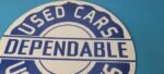 Vintage Dependable Sign – Porcelain Used Cars Trucks Dealership Gas Sign - Image 13