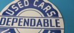 Vintage Dependable Sign – Porcelain Used Cars Trucks Dealership Gas Sign - Image 3