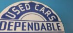 Vintage Dependable Sign – Porcelain Used Cars Trucks Dealership Gas Sign - Image 5