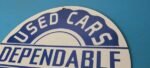 Vintage Dependable Sign – Porcelain Used Cars Trucks Dealership Gas Sign - Image 8