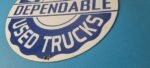 Vintage Dependable Sign – Porcelain Used Cars Trucks Dealership Gas Sign - Image 10