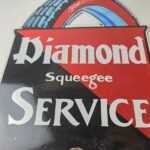 Vintage Diamond Tires Sign – Automobile Porcelain Gas Pump Station Sign - Image 4