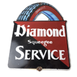 Vintage Diamond Tires Sign – Automobile Porcelain Gas Pump Station Sign - Image 2