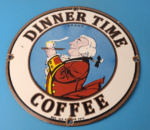 Vintage Dinner Time Coffee Sign – Porcelain Beverage Gas Service Pump Sign