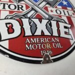 Vintage Dixie Motor Oil Sign – American Flags Gas Pump Service Porcelain Sign - Image 11