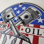 Vintage Dixie Motor Oil Sign – American Flags Gas Pump Service Porcelain Sign - Image 12