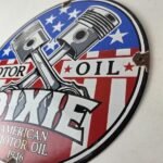 Vintage Dixie Motor Oil Sign – American Flags Gas Pump Service Porcelain Sign - Image 13
