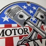 Vintage Dixie Motor Oil Sign – American Flags Gas Pump Service Porcelain Sign - Image 5