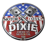 Vintage Dixie Motor Oil Sign – American Flags Gas Pump Service Porcelain Sign - Image 2