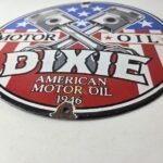 Vintage Dixie Motor Oil Sign – American Flags Gas Pump Service Porcelain Sign - Image 10