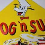 Vintage Dog n Suds Sign – Root Beer Gas Service Station Fast Food Porcelain Sign - Image 3