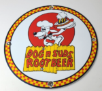 Vintage Dog n Suds Sign – Root Beer & Hot Dogs Advertising Porcelain Sign - Image 2