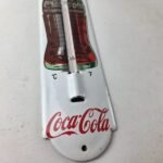 Vintage Drink Coca Cola Sign – Glass Bottle Gas Ad Sign on Porcelain Thermometer - Image 11