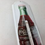 Vintage Drink Coca Cola Sign – Glass Bottle Gas Ad Sign on Porcelain Thermometer - Image 5