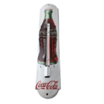 Vintage Drink Coca Cola Sign – Glass Bottle Gas Ad Sign on Porcelain Thermometer - Image 2